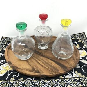 Strawberry Apple Pear Fruit Shape Glass Bottles Decanters with Stoppers Set of 3